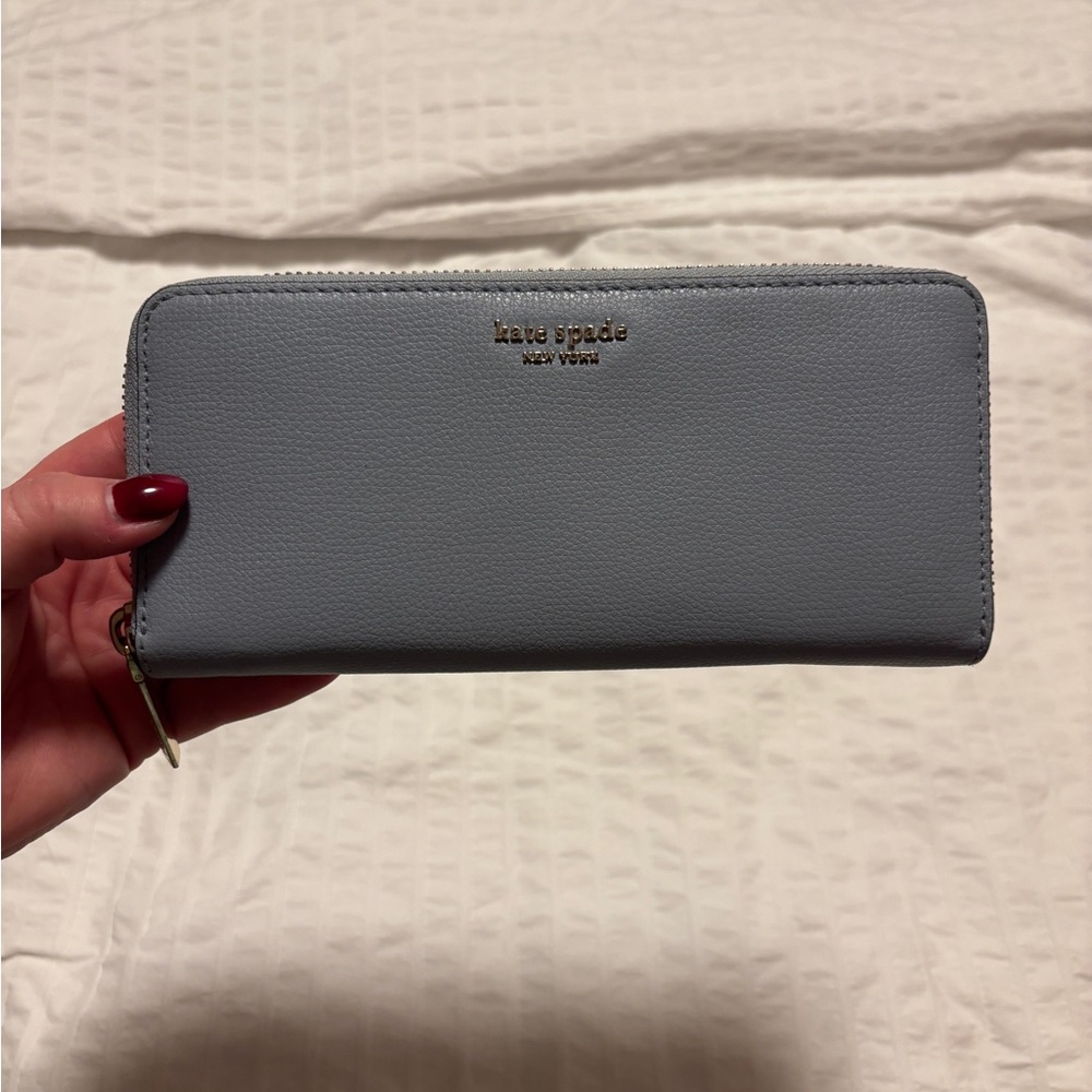 Kate Spade Light Blue Zip-Around Wallet